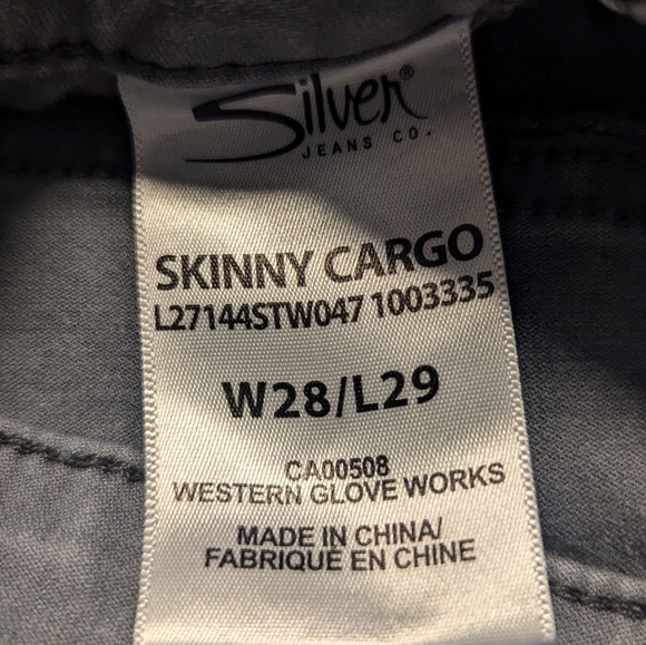 W28/L29 Silver Skinny Cargos in Grey - Picture 8 of 10